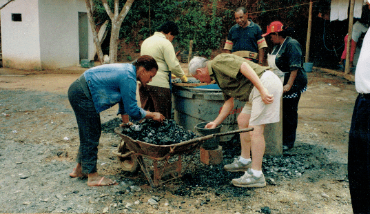 What a find! Reggie sorting rough emeralds from the Brazilian mine. He selects which ones will be cut and polished.